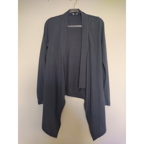 BANANA REPUBLIC Cardigan women's LP Gray asymmetrical open front Wool Blend - Picture 3 of 8